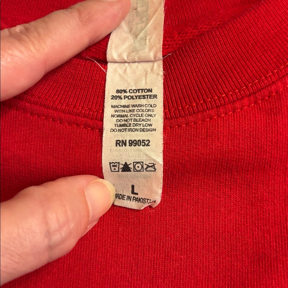 Texas Tech University Red Crewneck Sweatshirt Glitter Letter Graphic Size Large - Picture 10 of 11